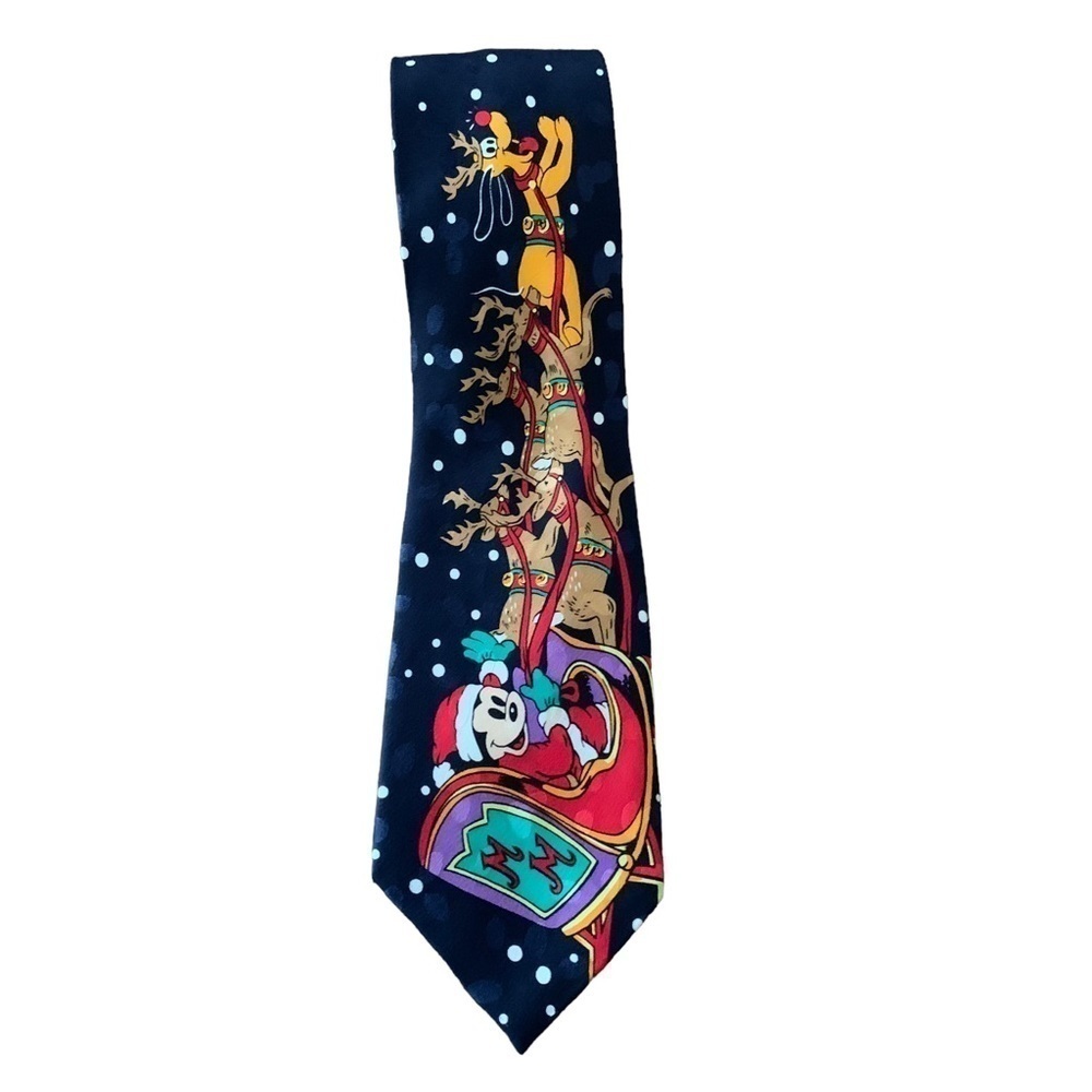 DISNEY Christmas Mickey Sleigh & Reindeer Silk Tie
